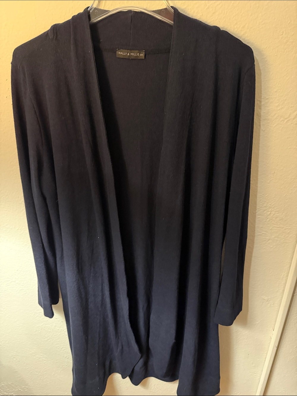 Nally & Millie Navy Open-Front Lightweight Cardigan